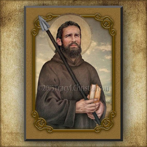 St. Thomas the Apostle Wood Plaque & Holy Card GIFT SET, Catholic Patron Saint of Builders, Architects