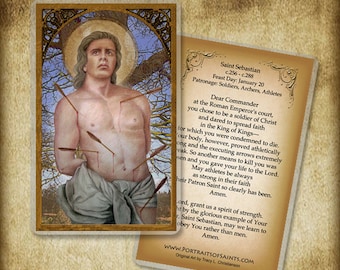 St. Sebastian Holy Card, Patron of athletes