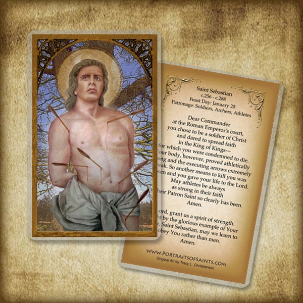 St. Sebastian Holy Card, Patron of athletes