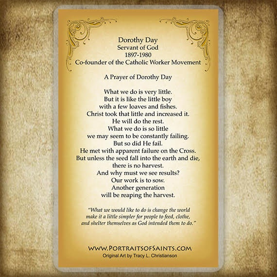 Dorothy Day Holy Card Catholic Prayer Card