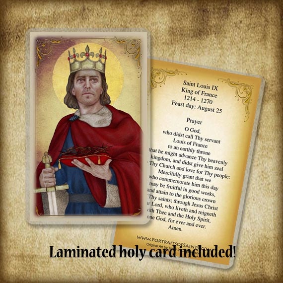 Saint Louis King of France patron of Tertiaries - Saint Louis IX King of  France Christian Roman Catholic Icon on wood