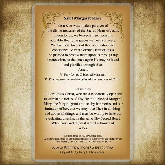 St. Margaret Mary Alacoque Prayer Card The Sacred Heart of Etsy