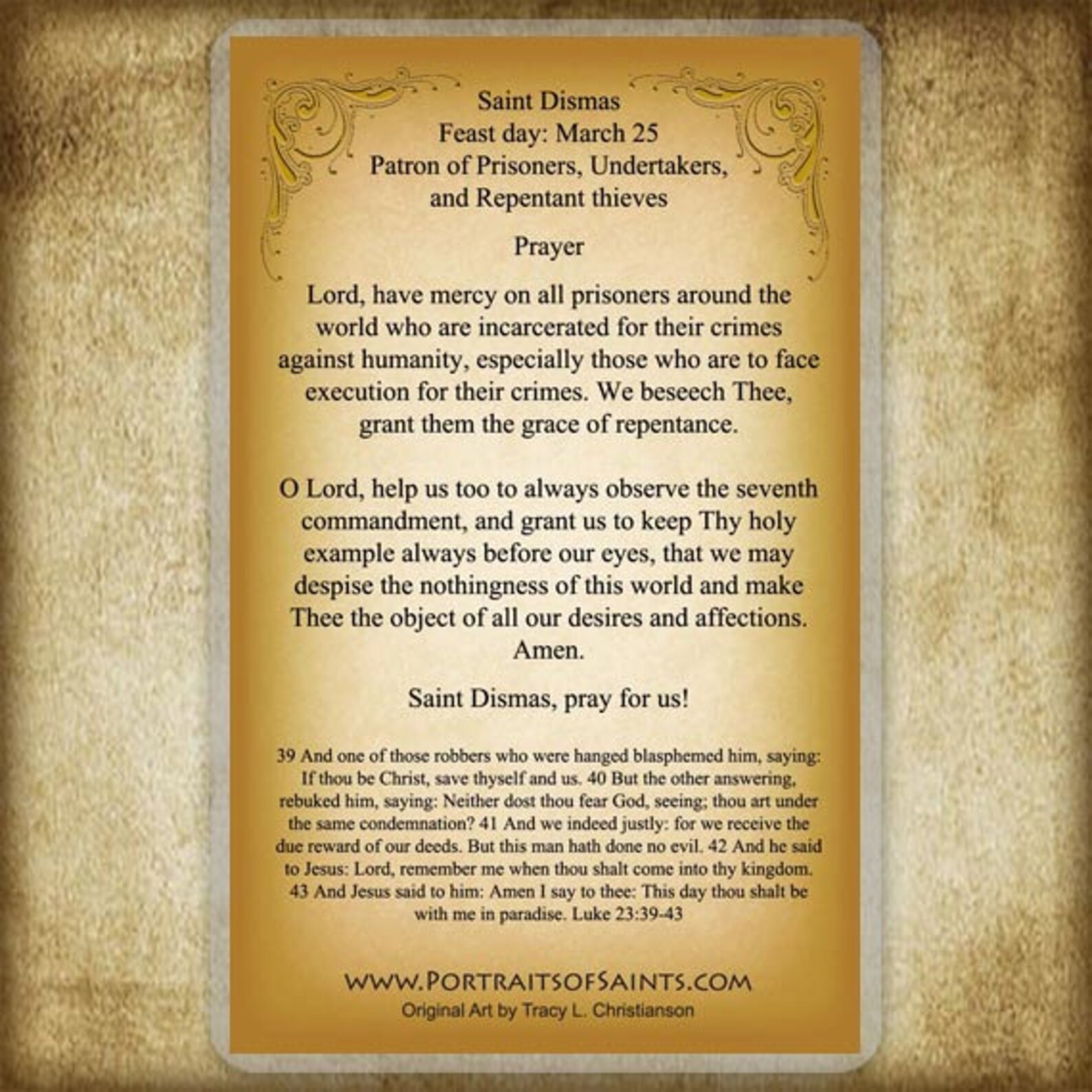 St. Dismas Holy Card the Good Thief | Etsy