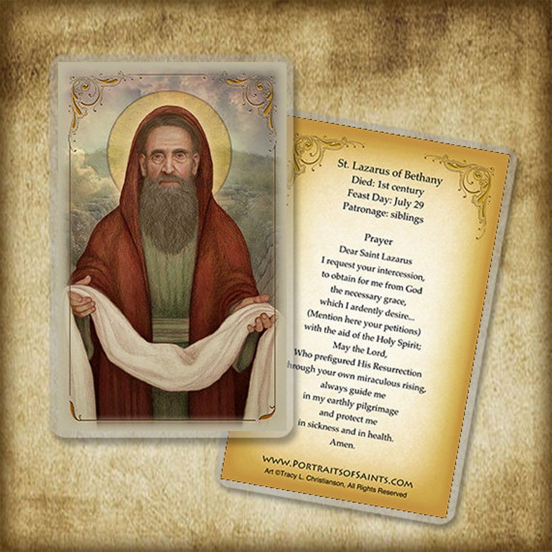 St. Lazarus of Bethany Holy Card/Prayer Card, patron of St. Lazarus of Bethany Holy Card/Prayer Card, patron of