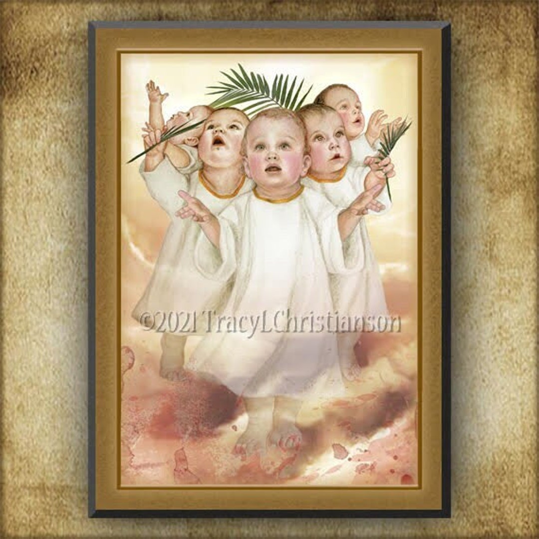 The Holy Innocents Wood Icon/plaque & Holy Card GIFT SET, Patron Saint