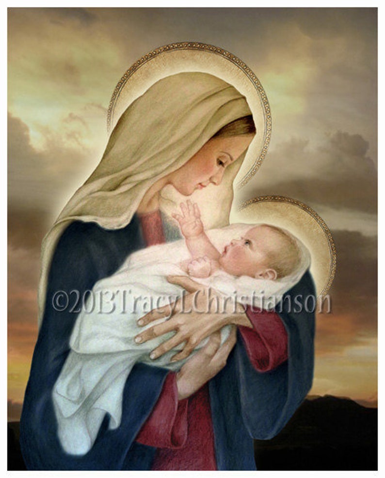 Madonna and Child (F) Catholic Art Print Blessed Virgin Mary picture 