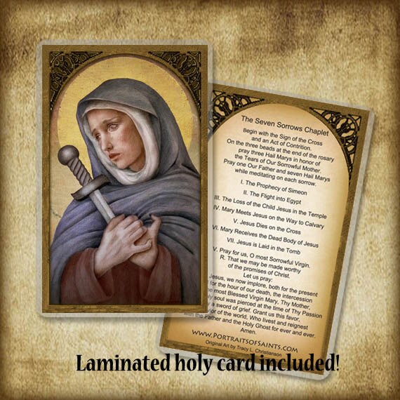 Our Lady of Sorrows Wood Icon & Holy Card GIFT SET for Someone ...