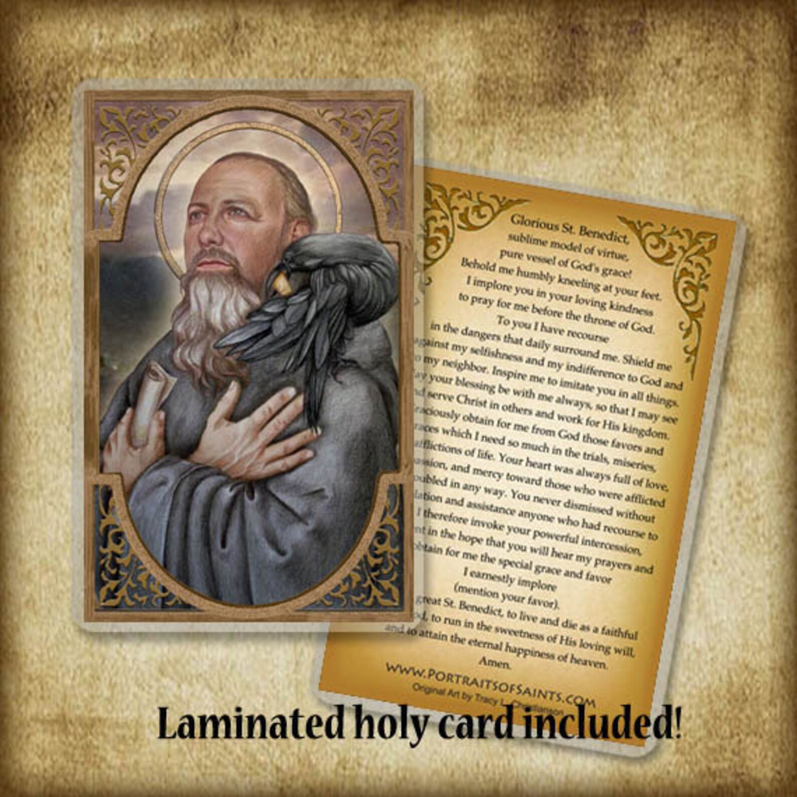 St. Benedict of Nursia Wood Icon and Holy Card GIFT SET, Catholic ...