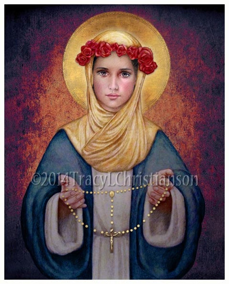 Our Lady of the Rosary Catholic Fine Art Print Blessed Virgin image 0