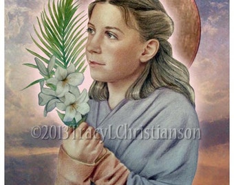 St. Maria Goretti Catholic Fine Art Print, Patron Saint of teenage girls, modern youth