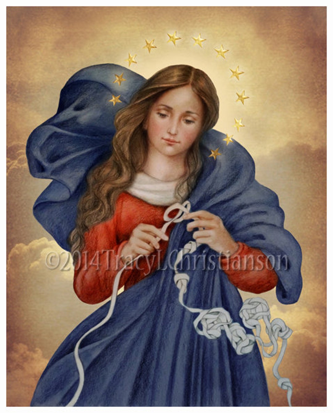 Our Lady Undoer of Knots, Catholic Art Print, Blessed Virgin Mary Etsy