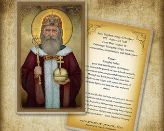 St. Stephen of Hungary Holy Card/Prayer Card