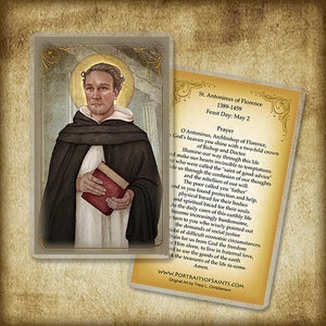 St. Antoninus of Florence Holy Card/Prayer Card, Catholic spiritual advisor, Dominican priest