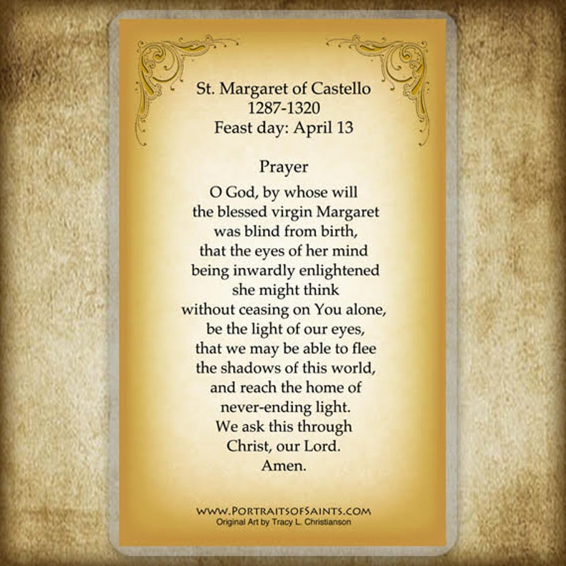 St. Margaret of Castello Holy Card/Prayer Card Prayer for the Etsy