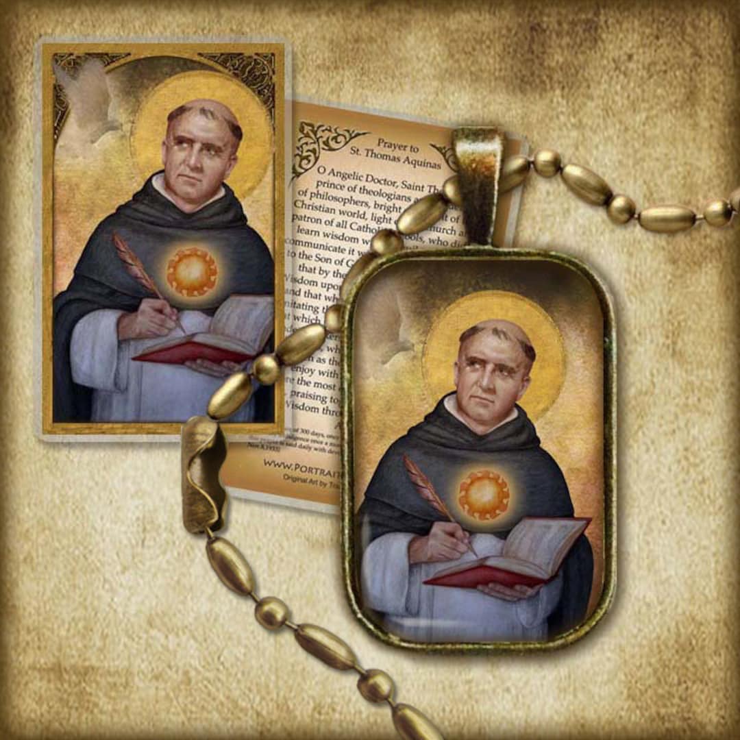St. Thomas Aquinas Pendant and Holy Card GIFT SET Catholic Doctor of ...