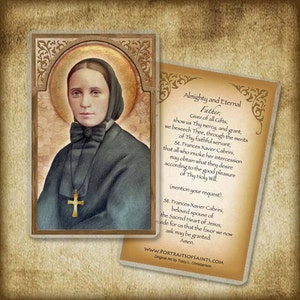 St. Frances Cabrini Holy Card, First Women American Catholic Convert Canonized image 1