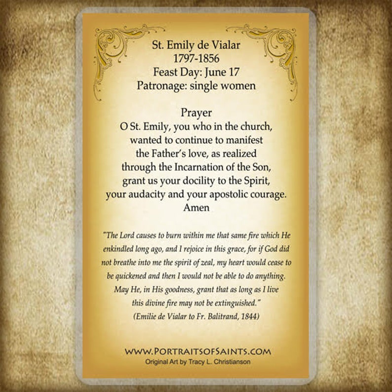 St. Emily De Vialar Holy Card Saint Prayer Card - Etsy