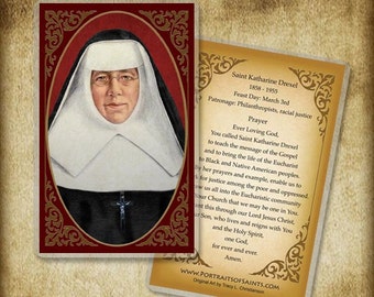 St. Katharine Drexel Holy Card, Patron of Racial Justice