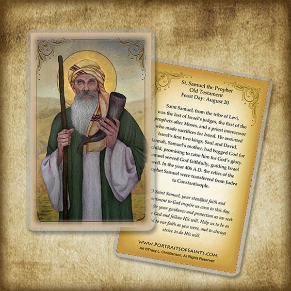St. Samuel the Prophet Holy Card, Catholic Prayer Card, Old Testament Prophet