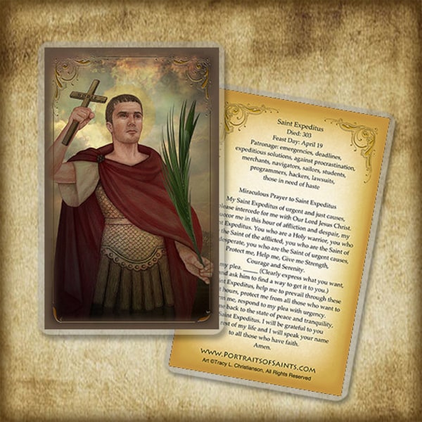 St. Expeditus Holy Card, Saint Prayer Card