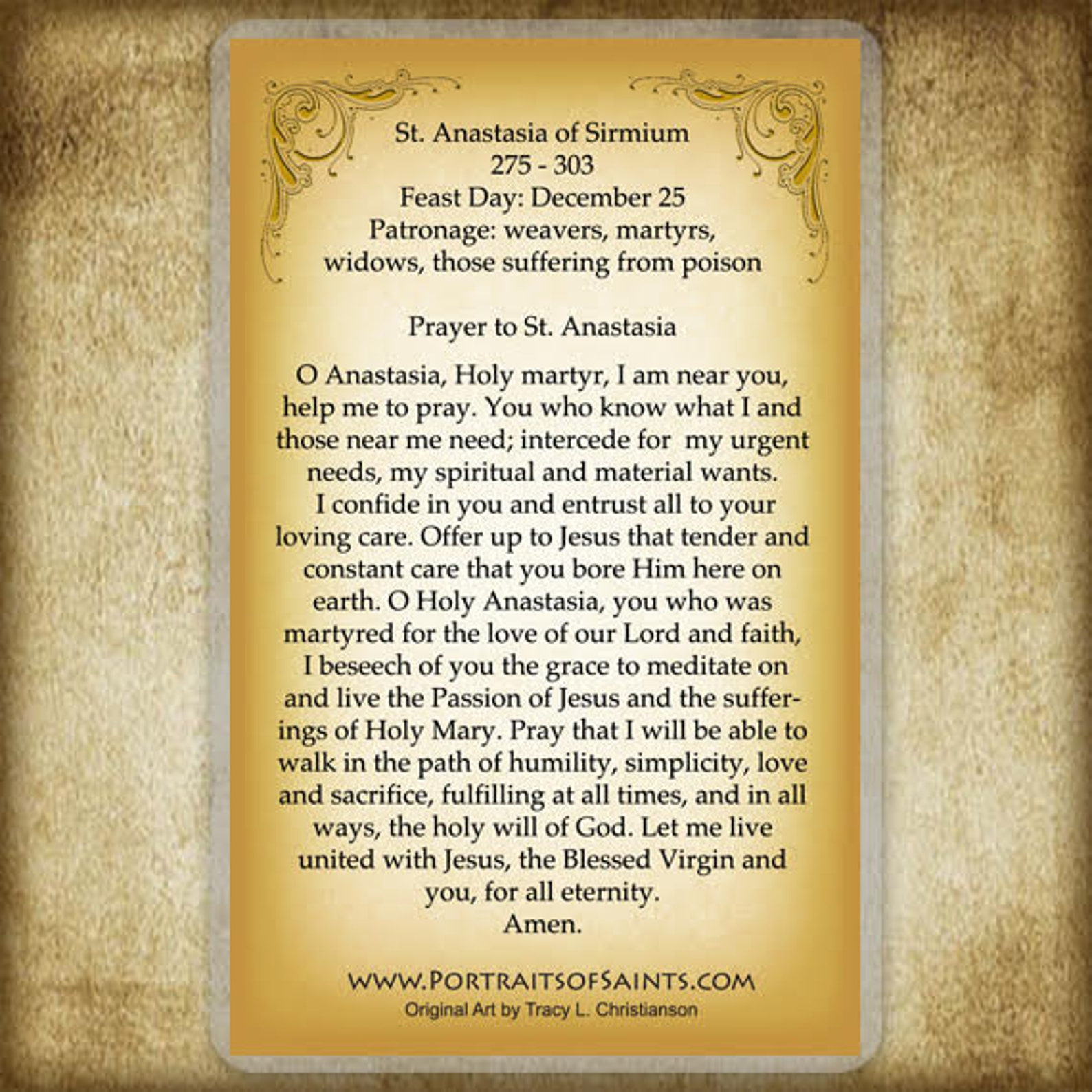 St. Anastasia Holy Card Catholic Prayer Card Etsy