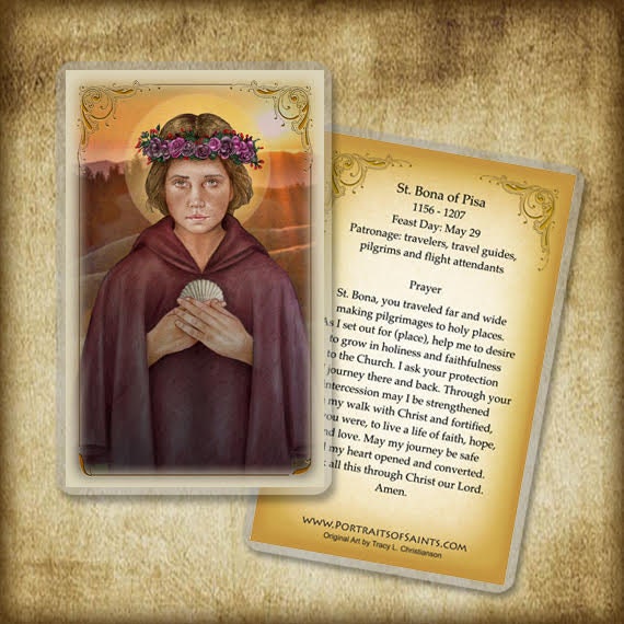 Santa Bona de Pisa Tarjeta Santa, Tarjeta de Oración Católica