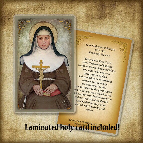 My Altar Saint Catherine of Bolognia Black Stainless Steel Pendant Necklace My Altar Saint Catherine of Bolognia Black Stainless Steel Pendant Necklace