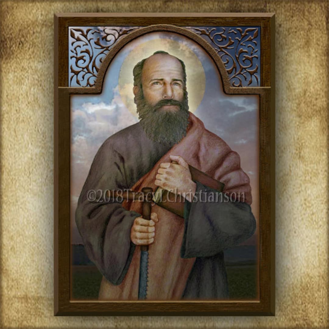 St. Simon the Apostle Wood Icon & Holy Card GIFT SET, Catholic Art - Etsy