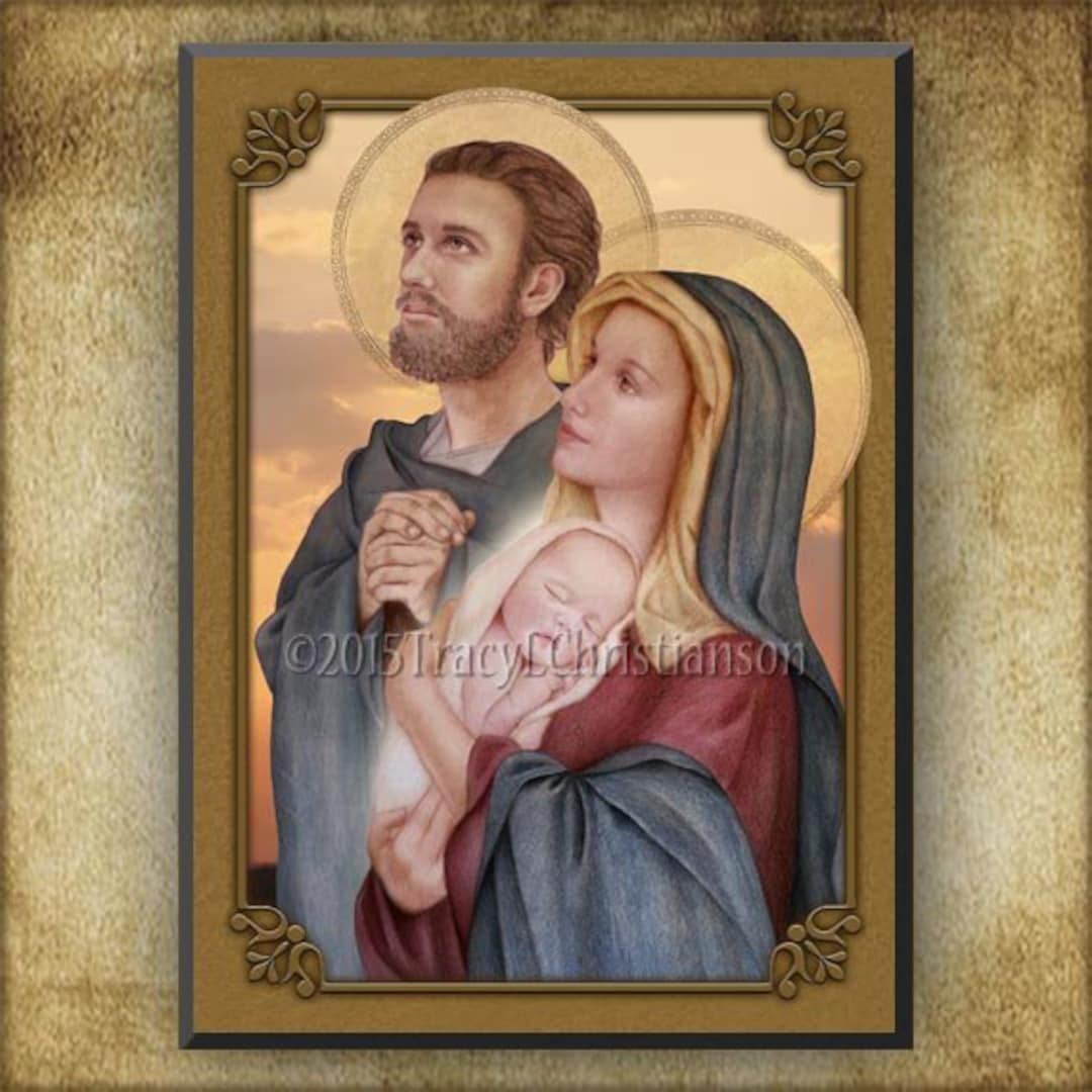 The Holy Family (C) Wood Plaque and Holy Card GIFT SET for Christmas - Etsy