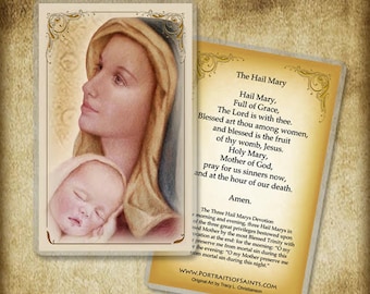 The Hail Mary Holy Card, Prayer Card