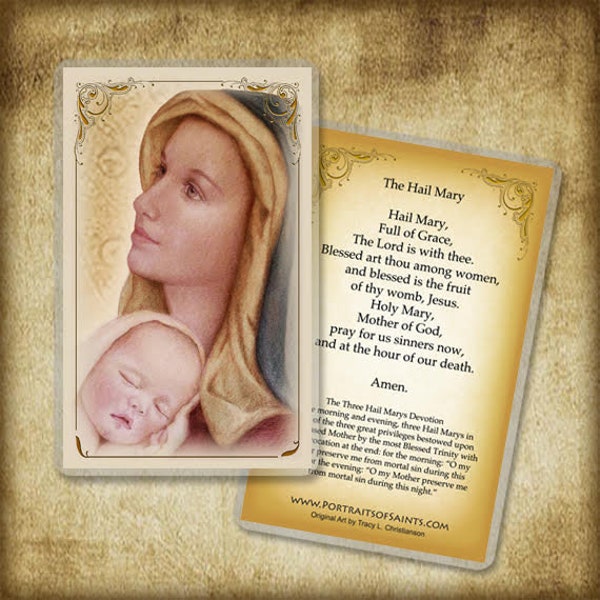 The Hail Mary Holy Card, Prayer Card