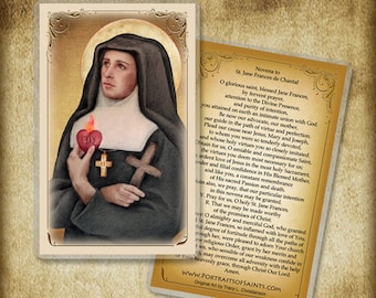 St. Jane Frances de Chantal Holy Card, Patron of Widows