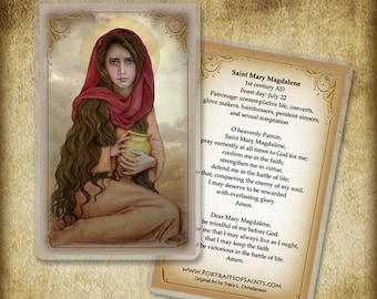 St. Mary Magdalene (C) Holy Card, Saint for overcoming temptation