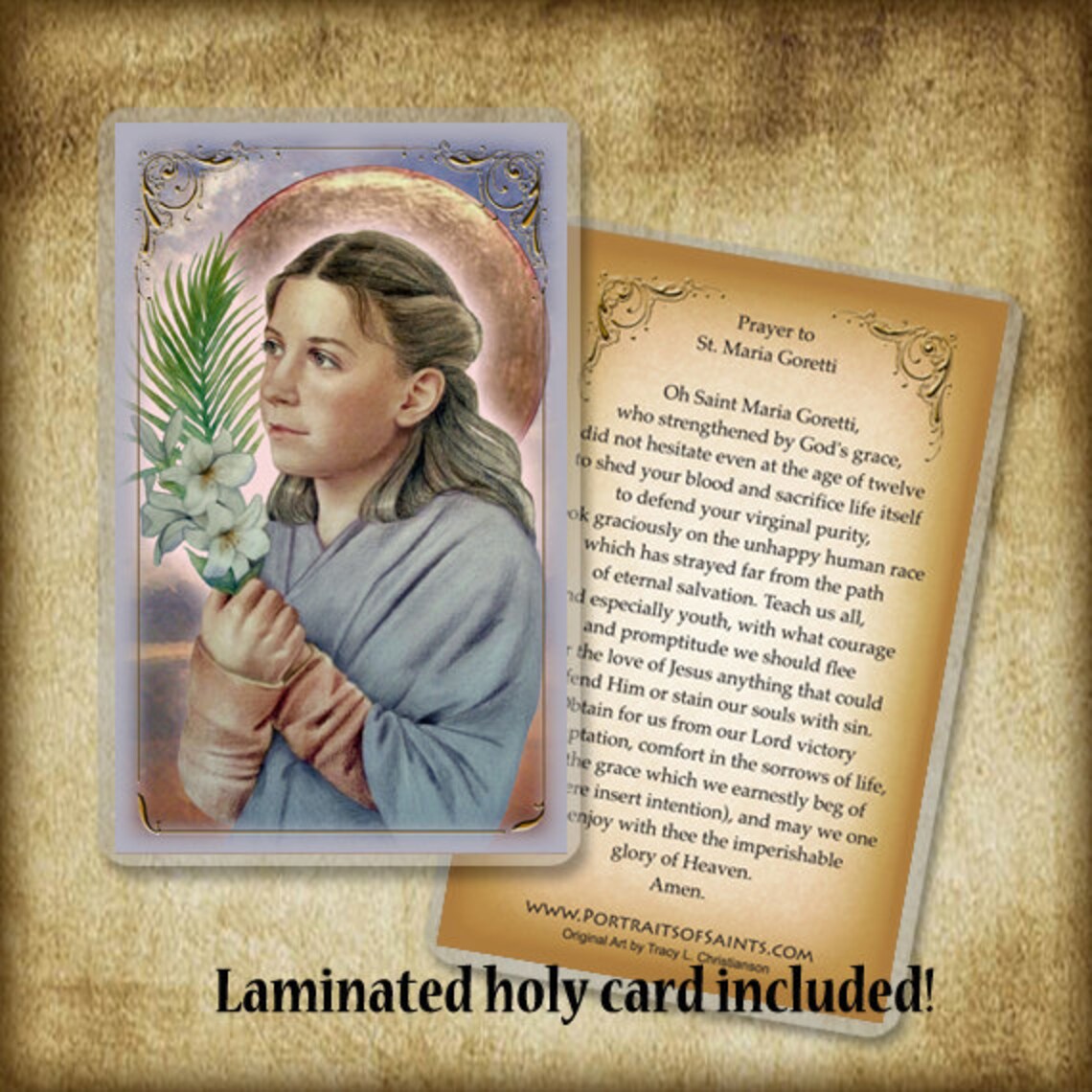 St. Maria Goretti Wood Icon & Holy Card GIFT SET, Patron Saint for ...