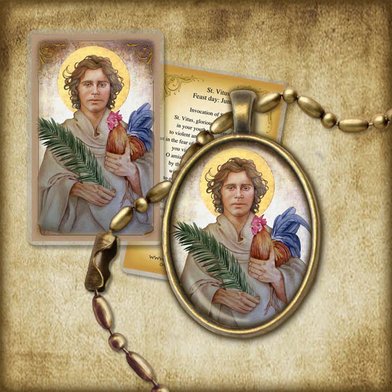 St. Vitus Pendant and Holy Card GIFT SET Patron Saint of Etsy