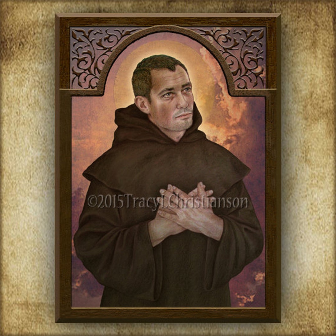 St. Paschal Baylon Wood Icon and Holy Card GIFT SET, Franciscan Saint
