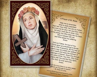 St. Rose of Lima Holy Card/ Prayer Card, Patron of South America