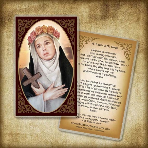 St. Rose of Lima Holy Card, Patron of South America