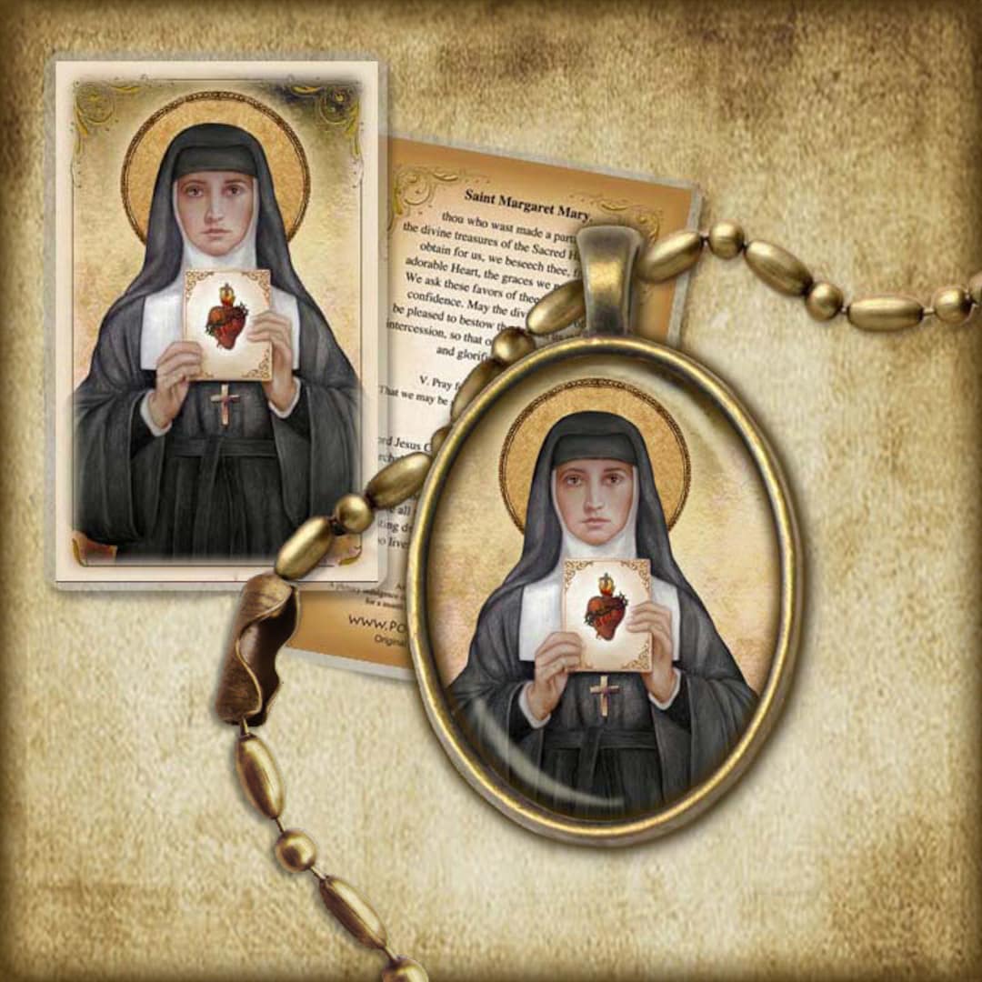 St. Margaret Mary Alacoque Pendant and Holy Card GIFT SET the Sacred ...