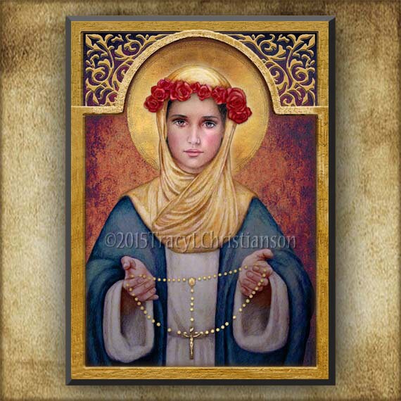 Our Lady of the Rosary Wood Plaque and Holy Card GIFT SET, Blessed ...