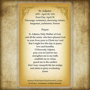 St. Adjutor Holy Card/Prayer Card for swimmers image 2