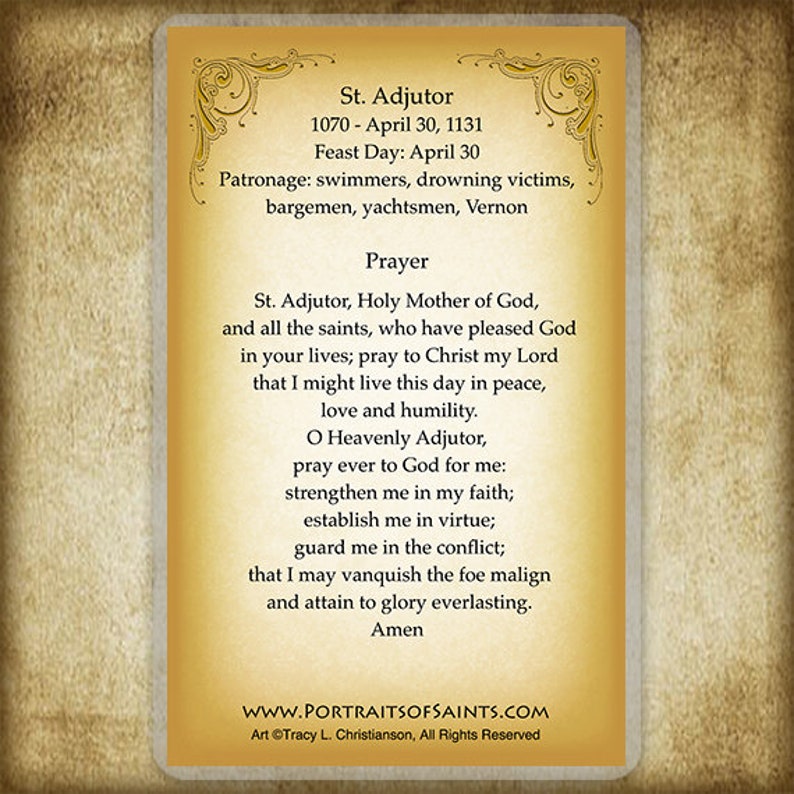 St. Adjutor Holy Card/Prayer Card for swimmers image 2