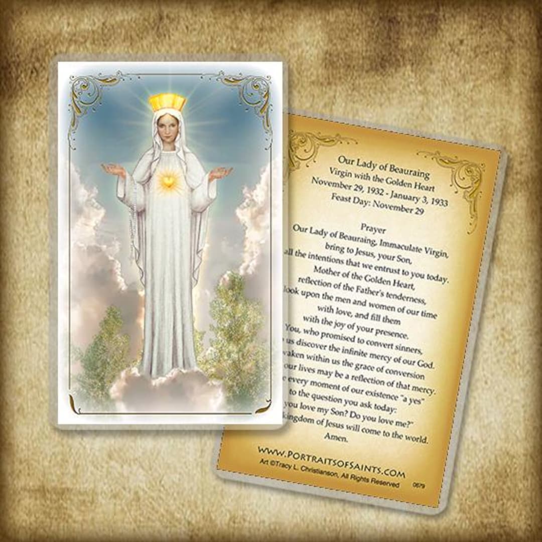 Our Lady of Beauraing Holy Card/ Prayer Card Virgin With the Golden ...