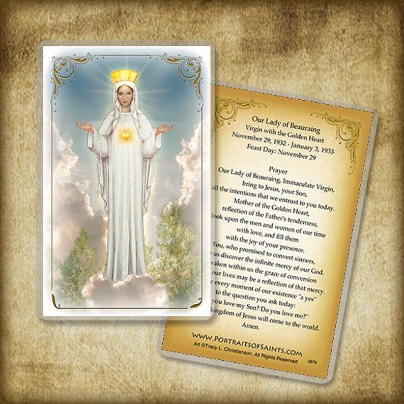 Our Lady of Beauraing Holy Card/ Prayer Card Virgin With the Golden ...
