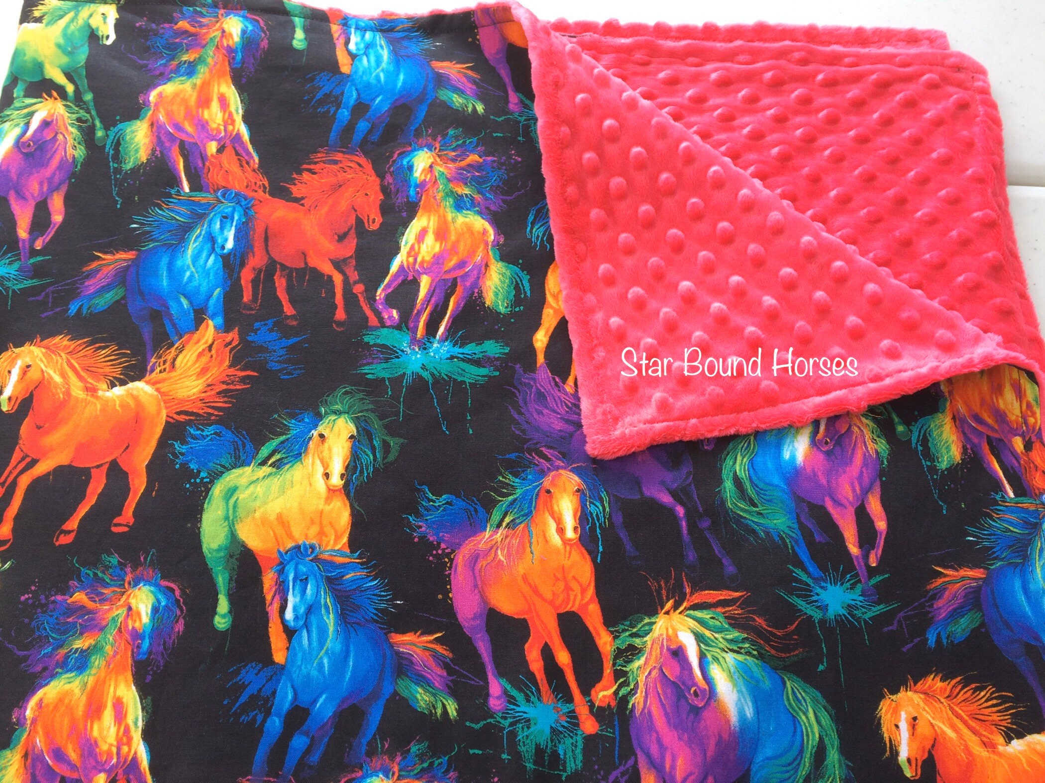 Minky Adult Throw Blanket Horse throw blanket Western Etsy