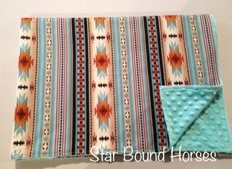 Southwestern Minky Baby Blanket Teal Baby Blanket Western Etsy Canada