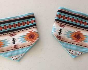 Cowboy Baby Bib, Western Baby Bib, Bandana Baby Bib, Blue Minky Baby Bib, Baby Drool Bib, Southwestern Baby Bib, Navajo Bib