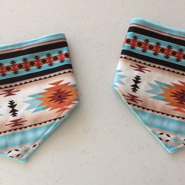 Cowboy Baby Bib, Western Baby Bib, Bandana Baby Bib, Blue Minky Baby Bib, Baby Drool Bib, Southwestern Baby Bib, Navajo Bib