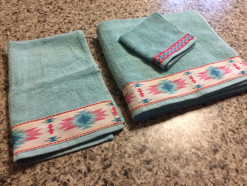 Western Towels Teal Bath Western Bathroom Western Etsy Canada