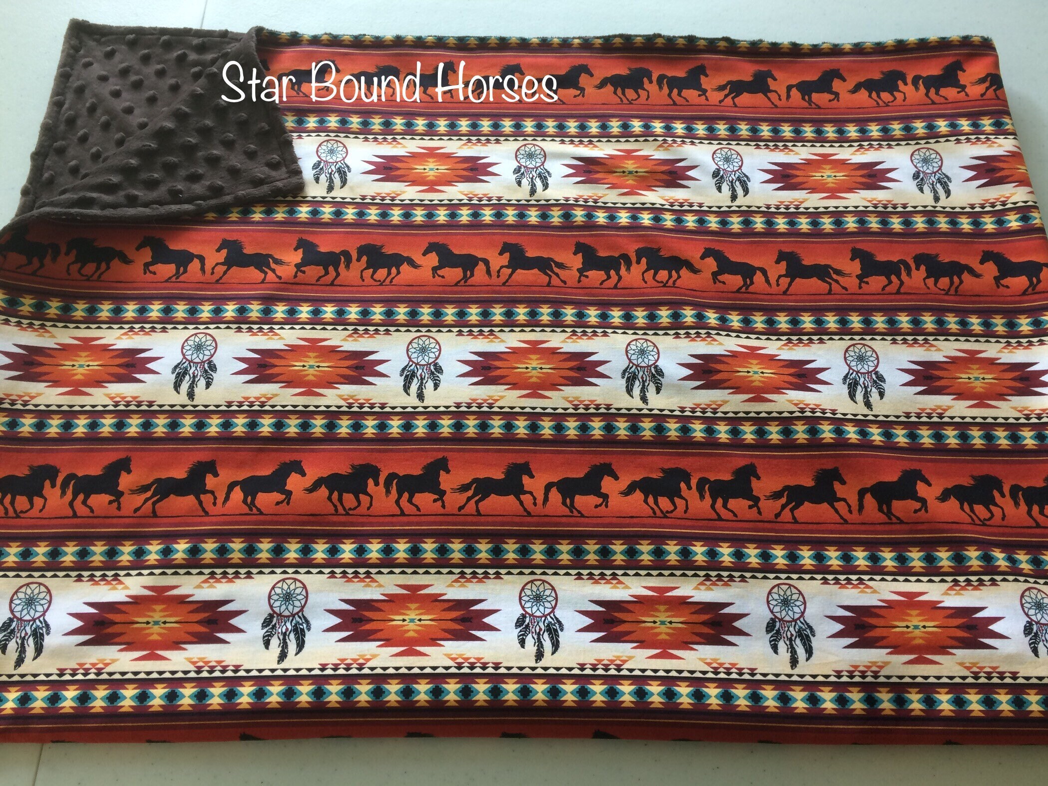 Aztec Print Minky Adult Throw Blanket Brown throw blanket Etsy